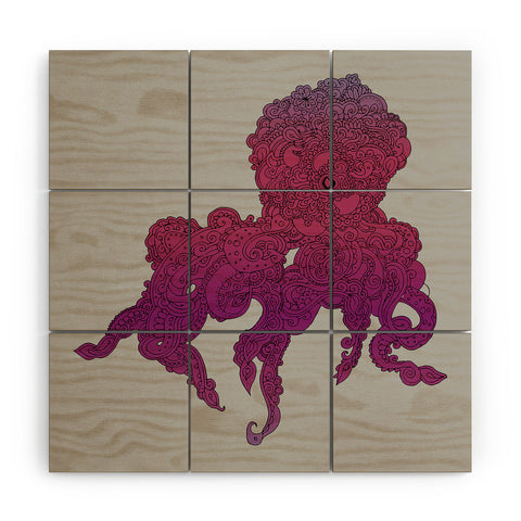 Martin Bunyi Octopus Purple Wood Wall Mural