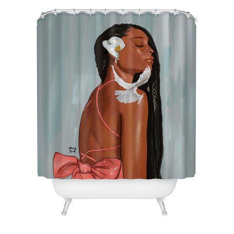 mary joak Girl in a bow Shower Curtain