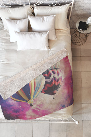 Maybe Sparrow Photography Balloons In Space Fleece Throw Blanket