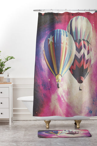 Maybe Sparrow Photography Balloons In Space Shower Curtain And Mat
