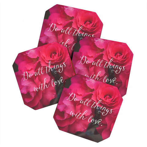 Maybe Sparrow Photography Do All Things With Love Roses Coaster Set