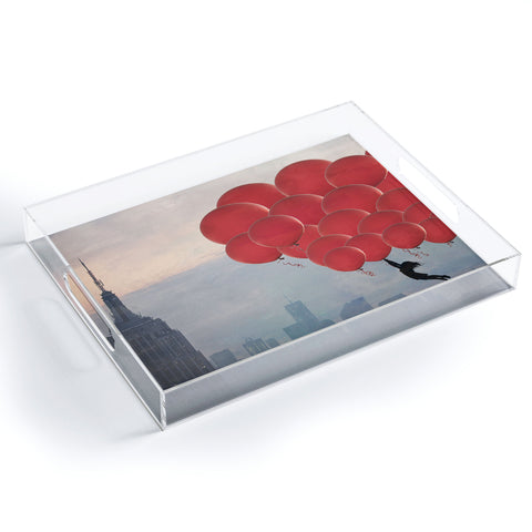 Maybe Sparrow Photography Floating Over The City Acrylic Tray