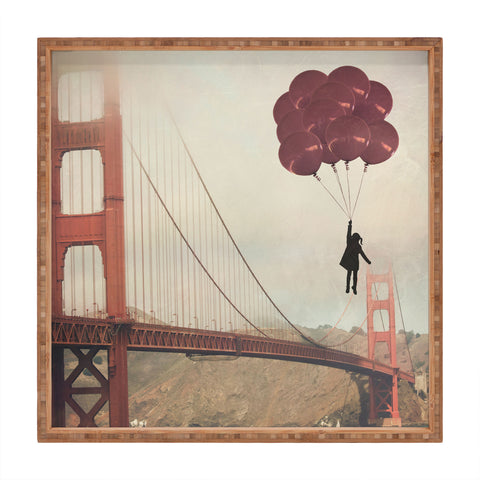 Maybe Sparrow Photography Floating Over The Golden Gate Square Tray