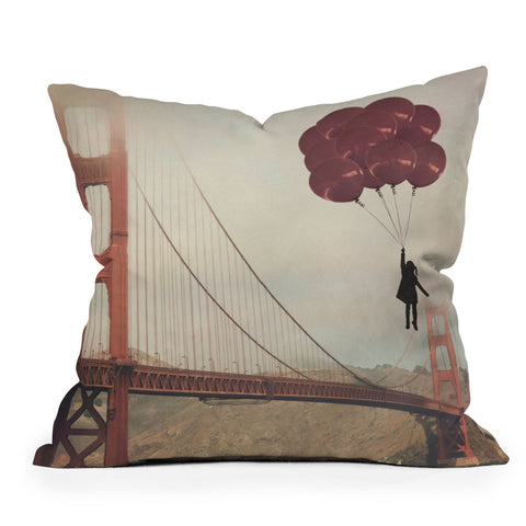 Maybe Sparrow Photography Floating Over The Golden Gate Throw Pillow
