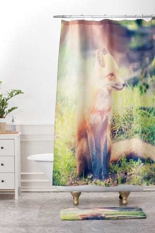 Maybe Sparrow Photography Sunny Fox Shower Curtain And Mat