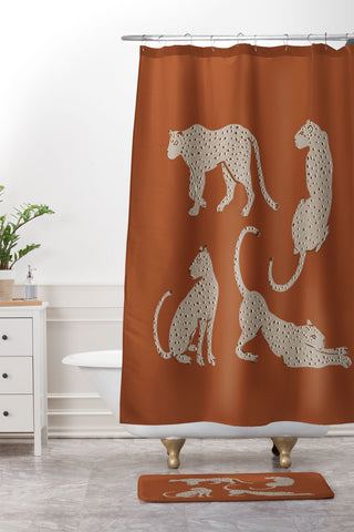 Megan Galante Leopard Block Party red Shower Curtain And Mat