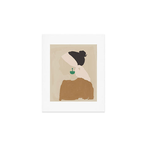 Megan Galante Minimalist Woman with Green Ea Art Print