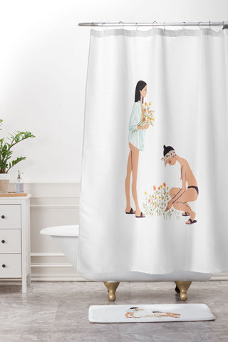 Megan Galante Picking Wildflowers Shower Curtain And Mat
