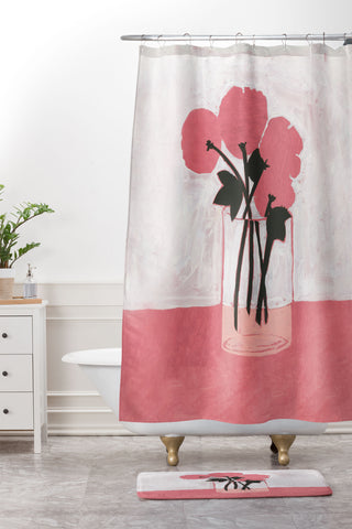 Megan Galante Poppies Art Shower Curtain And Mat