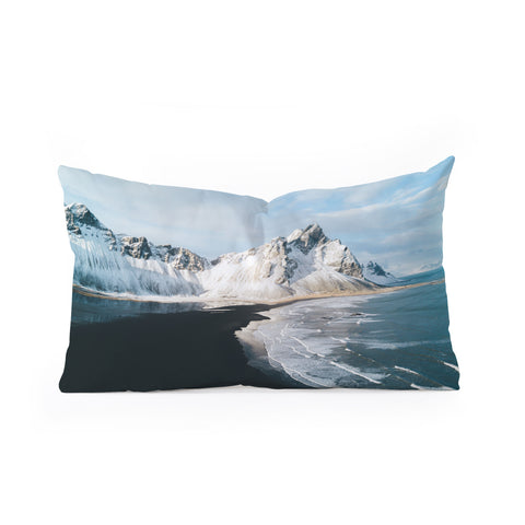 Michael Schauer Iceland Mountain Beach Oblong Throw Pillow