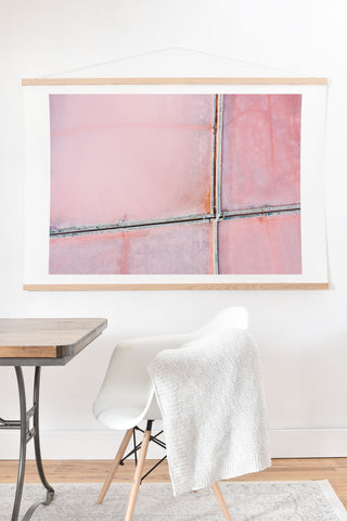 Michael Schauer Pink Salt Lake from above Art Print And Hanger