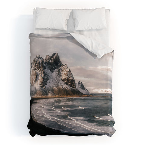 Michael Schauer Stokksnes Icelandic Mountain Beach Sunset Duvet Cover