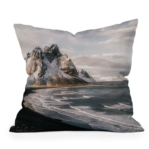 Michael Schauer Stokksnes Icelandic Mountain Beach Sunset Outdoor Throw Pillow