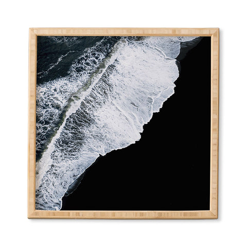 Michael Schauer Waves crashing on a black sand beach Framed Wall Art