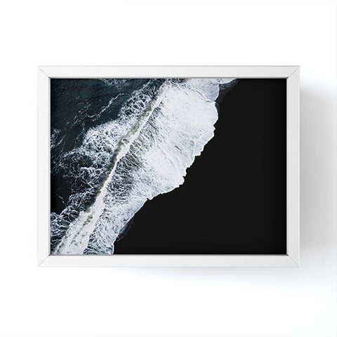 Michael Schauer Waves crashing on a black sand beach Framed Mini Art Print