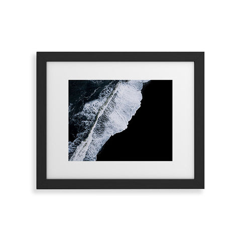 Michael Schauer Waves crashing on a black sand beach Framed Art Print
