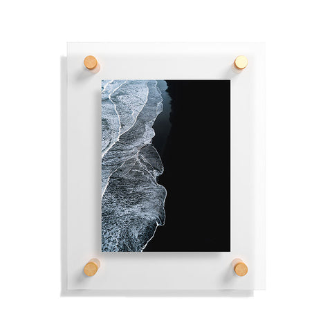 Michael Schauer Waves on a black sand beach Floating Acrylic Print