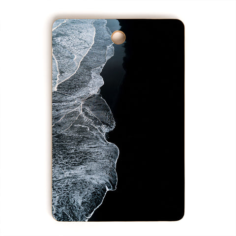 Michael Schauer Waves on a black sand beach Cutting Board Rectangle