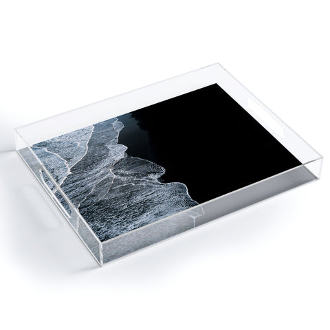Michael Schauer Waves on a black sand beach Acrylic Tray