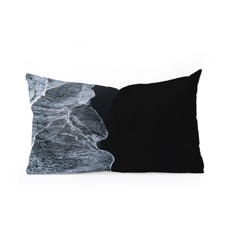 Michael Schauer Waves on a black sand beach Oblong Throw Pillow