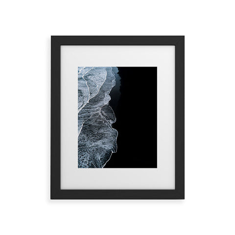 Michael Schauer Waves on a black sand beach Framed Art Print