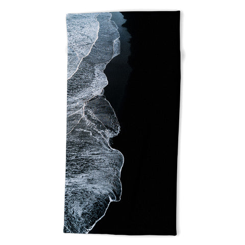 Michael Schauer Waves on a black sand beach Beach Towel