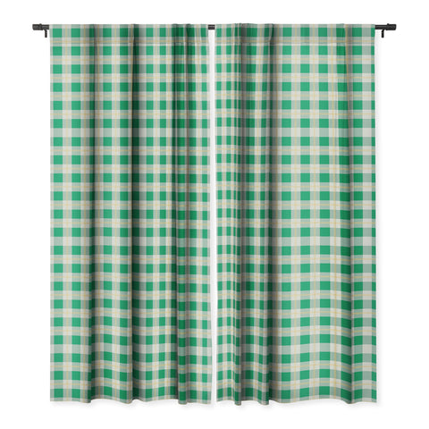 Miho green vintage gingham Blackout Window Curtain