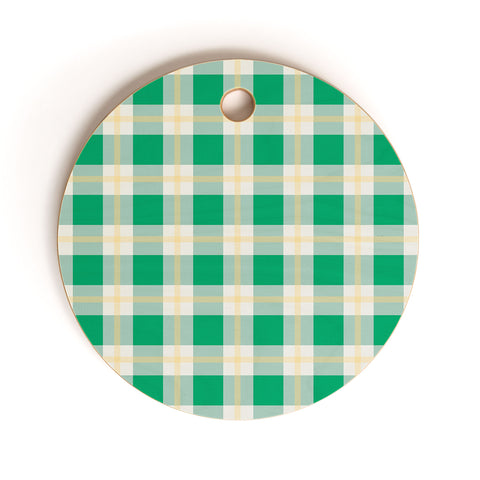 Miho green vintage gingham Cutting Board Round