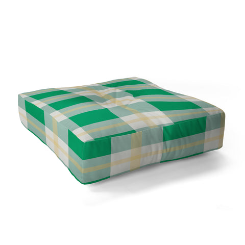 Miho green vintage gingham Floor Pillow Square