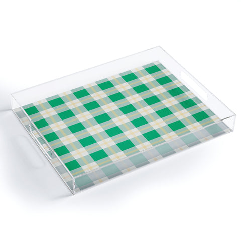 Miho green vintage gingham Acrylic Tray