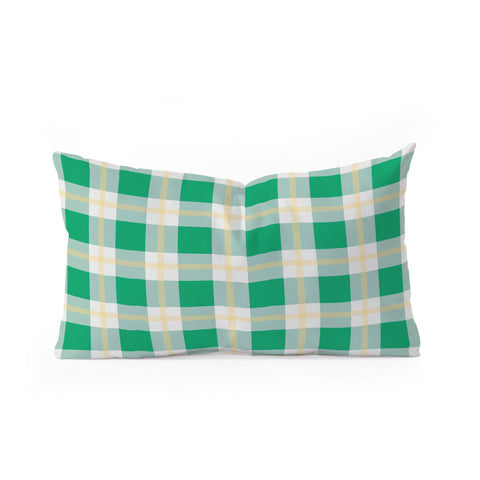 Miho green vintage gingham Oblong Throw Pillow