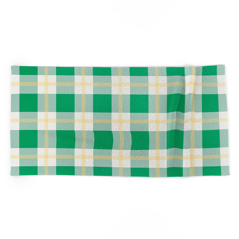 Miho green vintage gingham Beach Towel