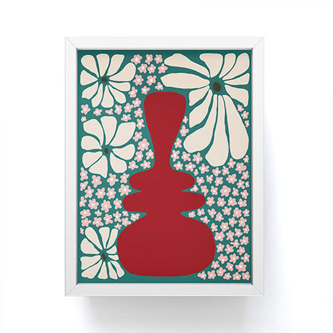 Miho Happy Retro flower vase 1 Framed Mini Art Print