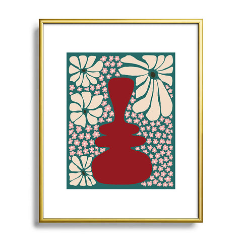 Miho Happy Retro flower vase 1 Metal Framed Art Print