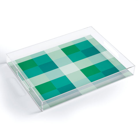 Miho retro color illusion blue green Acrylic Tray