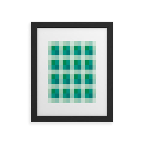 Miho retro color illusion blue green Framed Art Print