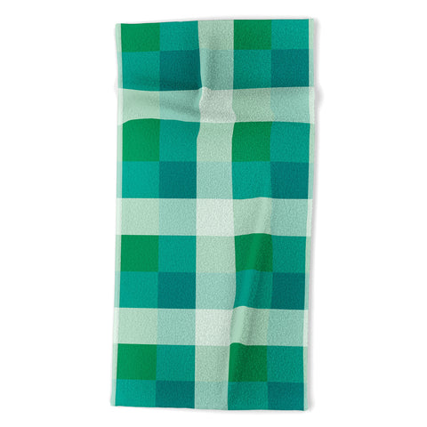 Miho retro color illusion blue green Beach Towel