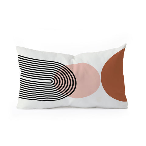 Miho terracotta sun and moon abstract Oblong Throw Pillow