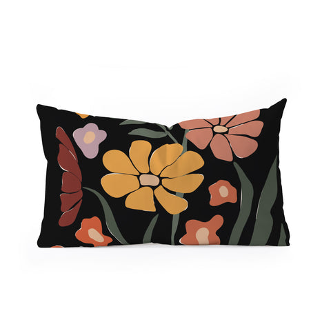 Miho TROPICAL floral night Oblong Throw Pillow