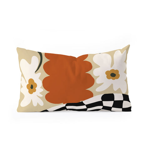 Miho Vintage matisse floral check Oblong Throw Pillow