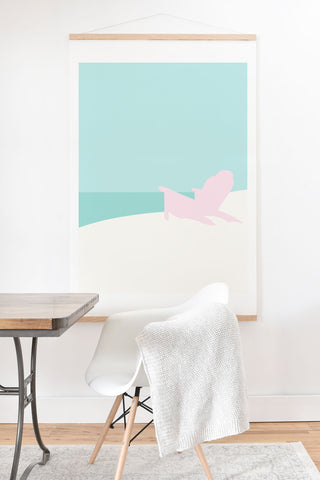 Mile High Studio Minimal Beach Chair Turquoise Art Print And Hanger