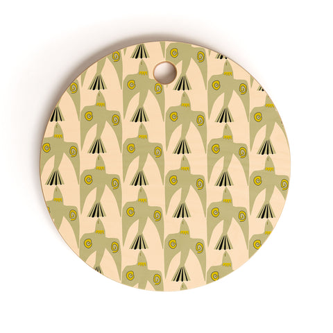 Mirimo Birds Pattern Olive Cutting Board Round