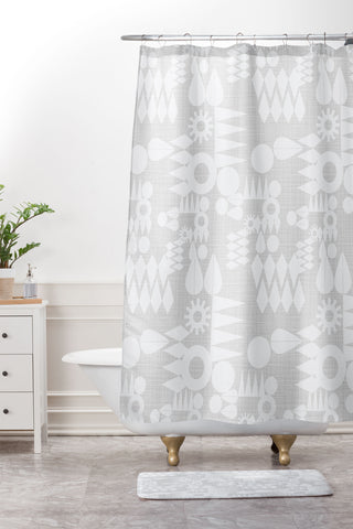 Mirimo Geometric Play Grey Shower Curtain And Mat
