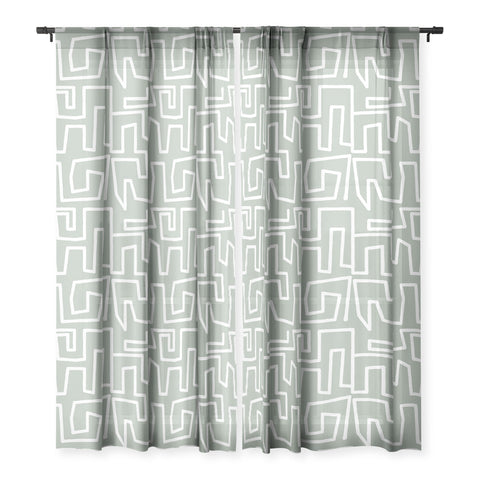 Mirimo Labyrinth Light Sage Sheer Window Curtain