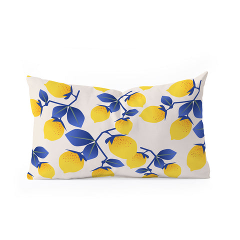Mirimo Lemons Blue Oblong Throw Pillow