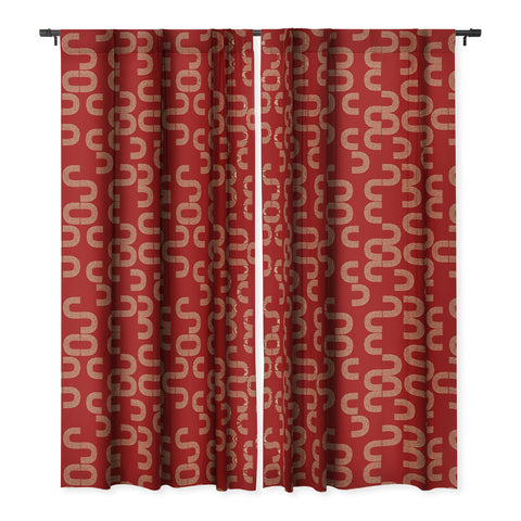 Mirimo Meeting Gold On Red Blackout Window Curtain
