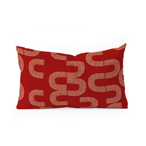 Mirimo Meeting Gold On Red Oblong Throw Pillow