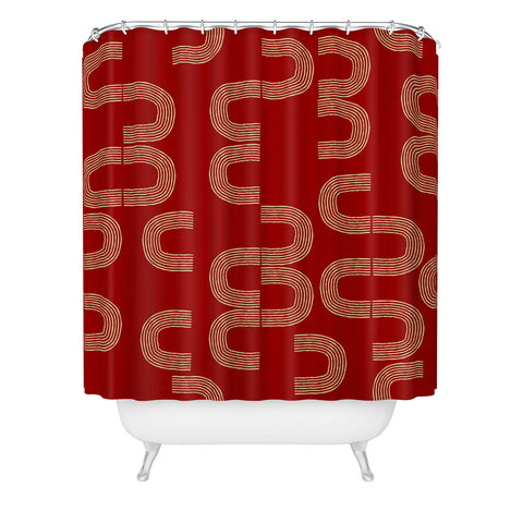 Mirimo Meeting Gold On Red Shower Curtain