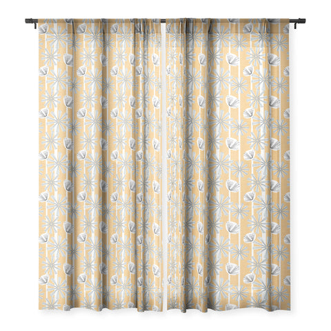 Mirimo Midcentury Floral Mustard Sheer Window Curtain