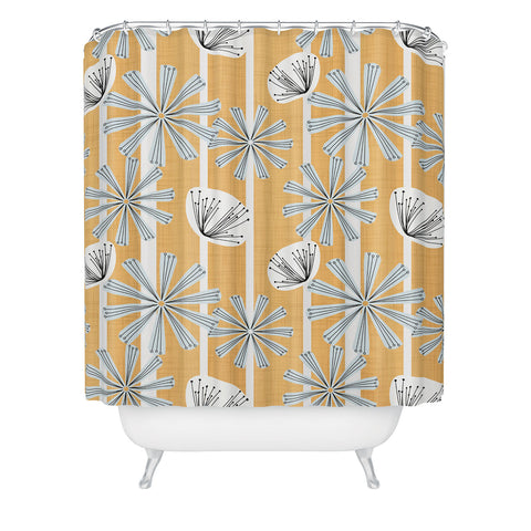Mirimo Midcentury Floral Mustard Shower Curtain